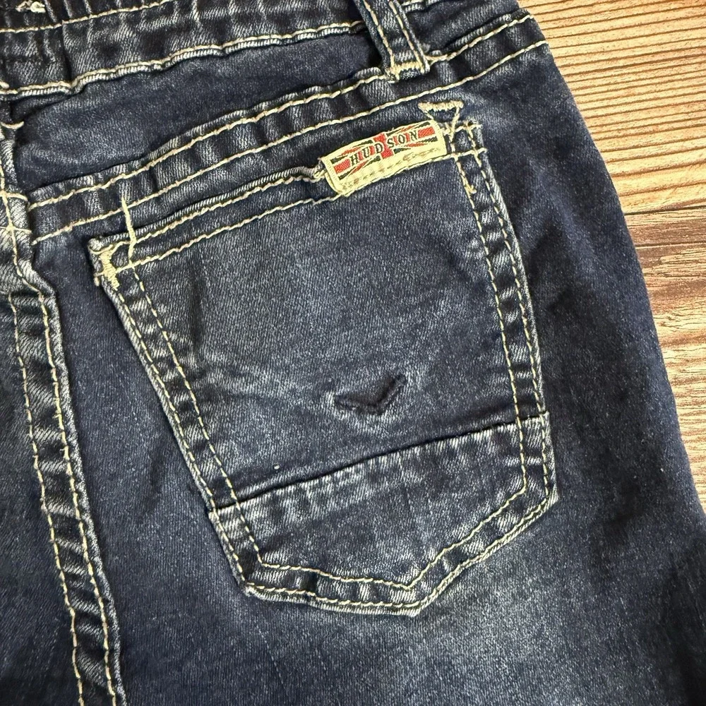 Hudson Boys Jeans Pants Size 4T Logo Flap Pocket Stitch Accent Dark Wash Stretch - Picture 5 of 6